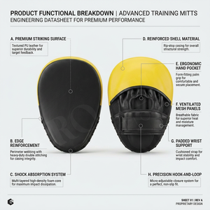 Advanced Boxing <b>Focus</b> Mitts PU Leather Curved Punching <b>Pads</b> MMA Muay Thai Kickboxing Training Hand Target Customized Mitts - Product Image 2