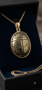 Collier Pendentif Scarabée en Pyrite Dorée Naturelle de Grade AAA, Pierre Précieuse Ovale 15x20mm Sertie en Bezel, Plaqué Or 14K, Bijou Cadeau - Product Image 4