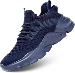 Zapatillas Deportivas Azules con Cordones para Hombre, Zapatillas de Moda para Aumentar la Estatura, Zapatillas para Correr, Zapatillas de Gimnasio, Zapatillas de Entrenamiento de Malla de Goma - Product Image 1