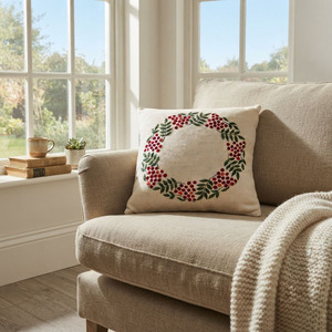 Housse de coussin carrée en lin naturel, broderie florale personnalisée, amovible et lavable, pour siège, vente en gros - Product Image 3