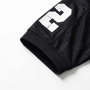 Black Athletic Mesh Jersey with <b>Distressed</b> Chest Print & Contrast V‑Neck Performance Teamwear OEM / Private Label - Product Image 4