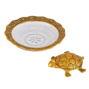 Juego de bandeja de tortuga de Metal chapado en oro, decoración étnica india, recuerdo de boda, decoración decorativa para oficina, regalo de Diwali, decoración del hogar - Product Image 4