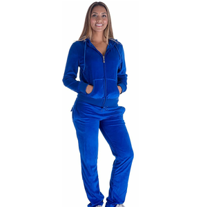 Velvet Tracksuits Women Heavyweight Velvet High Quality Blank Pullover Hoodies and Jogger Set Breathable Velvet Tracksuits - Product Image 1