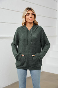 Suéter de Punto con Capucha y Bolsillo para Mujer, Otoño - Product Image 2