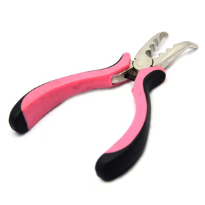 Pince multifonction en acier inoxydable pour extensions de cheveux avec poignée en caoutchouc pour micro-anneaux, outil de salon, vente en gros - Product Image 1