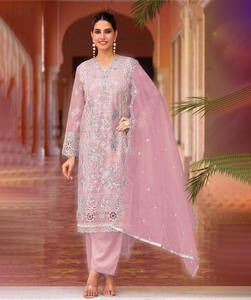 Moda india de moda para mujer Heavy Faux Georgette con bordado Anarkali Kurti Dupatta vestido con traje de fiesta de boda - Product Image 1