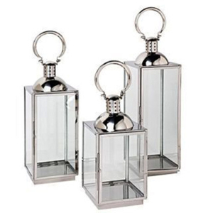 Luxury Home Decorative Stainless Steel Metal <b>Lantern</b> <b>Set</b> of 2 Pcs with High Class Shiny Nickel Finished For Home And Garden - Product Image 2