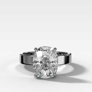 Cushion Cut Lab Grown Diamond Solitaire Engagement <b>Ring</b> Custom Wholesale <b>14K</b> 18K Solid <b>Gold</b> 4 Carat Thick Wide Flat Band Women's - Product Image 5