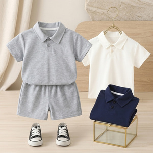 เสื้อโปโลเด็กขายส่ง ปักโลโก้ได้ ผ้าฝ้ายกันเป็นขุย เสื้อยืดเด็กชาย แขนสั้น เสื้อผ้าฤดูร้อนจากบังกลาเทศ - Product Image 1