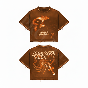 Offre Spéciale Été – T-shirt 100% Coton Délavé à l'Acide avec Logo Imprimé DTG, Ourlet Brut Confortable, Style Hip Hop Respirant, Strass - Product Image 4