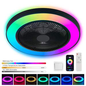 Ventilateur de plafond LED RGB moderne de 19 pouces, à intensité variable, à changement de couleur, télécommande par application, silencieux, moteur CC réversible à 6 vitesses pour salon - Product Image 6