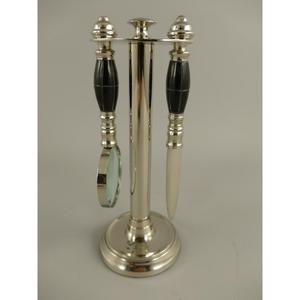 Loupe décorative et ouvre-lettre en métal avec support, fournitures de bureau, articles décoratifs de table - Product Image 1