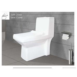 Inodoro Moderno de Una Pieza, Cerámica Blanca, 695x380x730mm, Diseño Angular, Doble Descarga, para Hogar y Hotel - Product Image 3