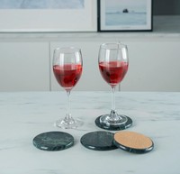 Sous-verres en marbre vert 4 pièces avec base en liège |   Ensemble de sous-verres réutilisables et lavables certifiés écologiques |   Accessoires de luxe