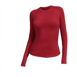 Women's Slim Fit Long Sleeve V Neck Sports Shirt Quick Dry Breathable Nylon Spandex Compression <b>Top</b> Custom Logo Fitness <b>Running</b> - Product Image 2