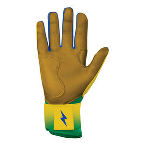 Gants de frappe en cuir Bruce Bolt jaune, vert et bleu, rembourrés, fermeture auto-agrippante, unisexe, adulte, entraînement, haute qualité, durables, personnalisables - Product Image 4
