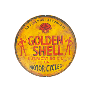Letrero Metálico Redondo Vintage, Placa con Logotipo de Shell Motor Oil Spirit en Amarillo y Rojo Desgastado, Decoración de Pared para Garaje o Cuarto de Hombre - Product Image 4