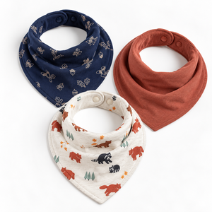 Bavoir bandana unisexe 100 % coton pour nouveau-né, en mousseline, à manches longues, motifs mignons et unis, absorbant, fourniture OEM - Product Image 4