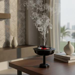 Ensemble de brûleurs à lotus en métal moderne, porte-encens arabe de luxe pour charbon de bois, pour la décoration de la maison, le yoga et les cadeaux de l'Aïd, Or, Argent, Noir - Product Image 2