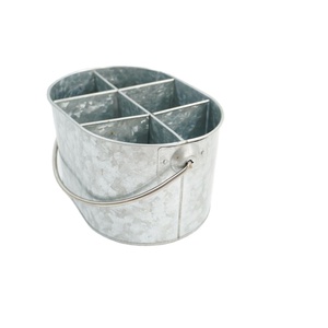 Porte-ustensiles de cuisine moderne style ferme, en métal argenté, 6 compartiments, pour comptoir de cuisine, forme ovale - Product Image 1