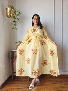 Robe Kaftan en Coton Imprimé pour Femme, Motif Floral Tie-Dye, Style Ethnique Bohème, Tenue de Plage, Vêtement de Vacances, Vente en Gros - Product Image 5