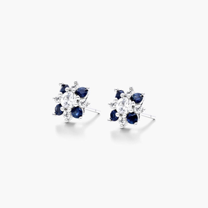 Boucles d'oreilles clous fleur en moissanite et saphir, pierres précieuses bleues, bijoux élégants, cadeau pour femme, mariage nuptial - Product Image 6