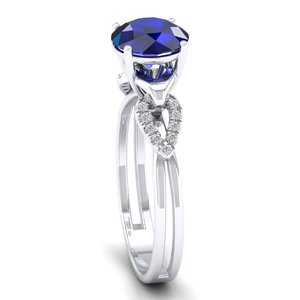 Anillo REYES de Plata de Ley 925 con Moissanita Certificada GRA, Corte Brillante Redondo, Gema de Zafiro Azul, Nueva Llegada - Product Image 3