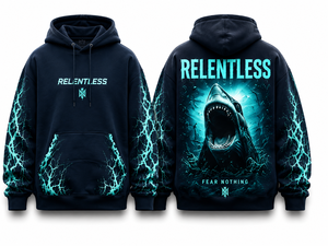 เสื้อฮู้ดลายฉลามแบบกำหนดเอง เสื้อสตรีทแวร์โอเวอร์ไซส์ เสื้อสเวตเชิ้ตแบบสวม Unisex รับผลิตแบบ OEM ODM - Product Image 3