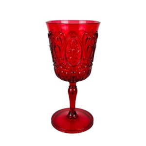 Unbreakable Vintage Embossed Plastic <b>Goblet</b> Wine <b>Glass</b> for Christmas Party Wedding - Product Image 1