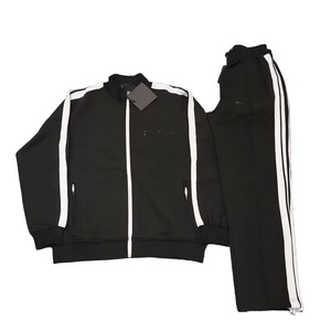 Chándal Unisex Negro de Manga Larga con Diseño a Rayas, Estilo Deportivo, Cierre de Cremallera, Bolsillos Laterales, Corte Regular, Ropa de Otoño - Product Image 6