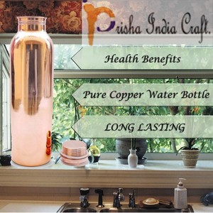 Antique Copper Water Bottle Pure Ayurvedic Copper Vessel Honeycomb Embossed Design Leakproof Eco-Friendly Thermal <b>Drinkware</b> - Product Image 4