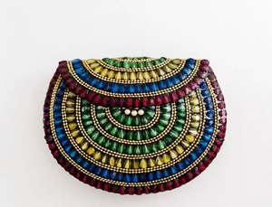 Bolso de Noche Geométrico de Media Luna con Cierre de Cristal, Correa de Cadena, Gran Capacidad, Bolso de Hombro para Boda (Resina) - Product Image 3
