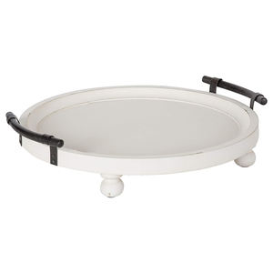 Bandeja de servicio de madera de mango versátil de alta calidad con asas y patas de metal para servir bebidas, cenas y decoración - Product Image 1