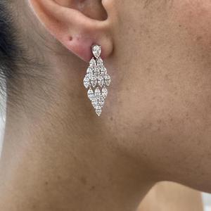 Pear & Marquise Cut <b>Diamond</b> Chandelier Drop <b>Earrings</b> Solid Gold Cluster <b>Dangle</b> <b>Earrings</b> Luxury Bridal Wedding Fine Jewelry Gift - Product Image 1