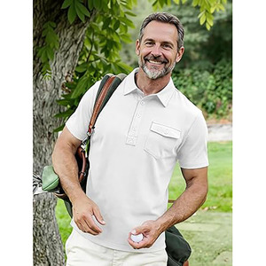 Men’s <b>white</b> Polo <b>Shirt</b> Short Sleeve Casual <b>Plain</b> Polo <b>Shirt</b> Breathable Fabric Custom Logo OEM ODM Available - Product Image 5