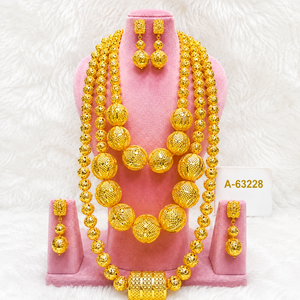 ชุดสร้อยคอทองคำแบบดั้งเดิมสุดหรู พร้อมจี้ยาวและต่างหูเข้าชุด A-63237 - Product Image 4