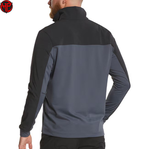 Men's Breathable Mesh Quarter-Zip Golf Shirt with Custom Logo Contrast Colorblock Design Pullover Top - Product Image 4