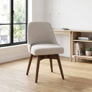 Mid-Century Upholstered <b>Swivel</b> <b>Office</b> <b>Chair</b> with Wooden Legs - Product Image 4