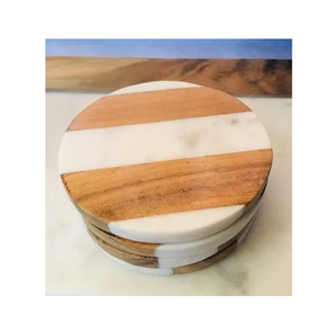 Modern Design Natural Marble <b>Round</b> Serving Coasters Eco-Friendly Durable Washable Stone <b>Mats</b> & Pads for <b>Table</b> Use - Product Image 6