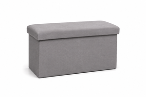 Banc de rangement en tissu moderne avec couvercle pour salon, mobilier de maison, design minimaliste, couleur grise - Product Image 1