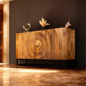 Contemporary Premium Wooden Sunset Sideboard Solid Wood <b>Storage</b> <b>Cabinet</b> Wooden Buffet Unit for <b>Dining</b> <b>Room</b> Living <b>Room</b> - Product Image 2