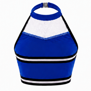Haut court de cheerleading sans manches bleu, blanc et noir pour femmes et filles – Idéal pour l'entraînement sportif et les uniformes d'équipe - Product Image 2