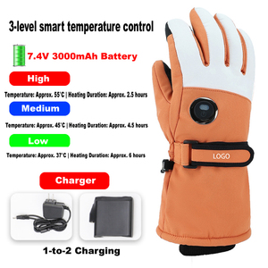 Gants de ski chauffants unisexes imperméables et coupe-vent avec batterie rechargeable 7,4 V compatibles avec les écrans tactiles - Product Image 4