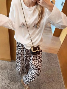 Women's Leopard Print High <b>Waist</b> Loose Casual <b>Trousers</b> Breathable Summer Wide-Leg Pants - Product Image 5