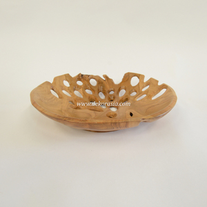 Assiette de service en teck écologique faite à la main, sculptée, décorative, moderne, pour fruits, collations, décoration de table - Product Image 2