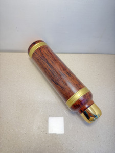 Premium Wood Grain Printed Pure Copper Water Bottle 1000ml Leakproof Flask Eco-Friendly Sports Metal Drinkware with Gold Trim - Product Image 2