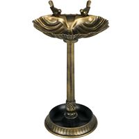 Ornement de jardin vintage Art Déco en fer forgé, bain pour oiseaux avec base en pot de fleurs