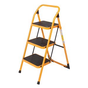 Sgabello a 3 Gradini in Acciaio Pieghevole Antiscivolo Giallo Zenzero per Cucina e Bagno - Product Image 2