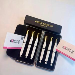 Pince à épiler de précision antistatique en acier inoxydable Getup Brosons, embout lisse avec découpe couronne et cœur, 10 mm, emballage boîte - Product Image 1