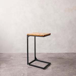 SINTERIOR <b>C</b> <b>SHAPED</b> WOODEN END <b>TABLE</b> WITH STEEL FRAME - Product Image 5